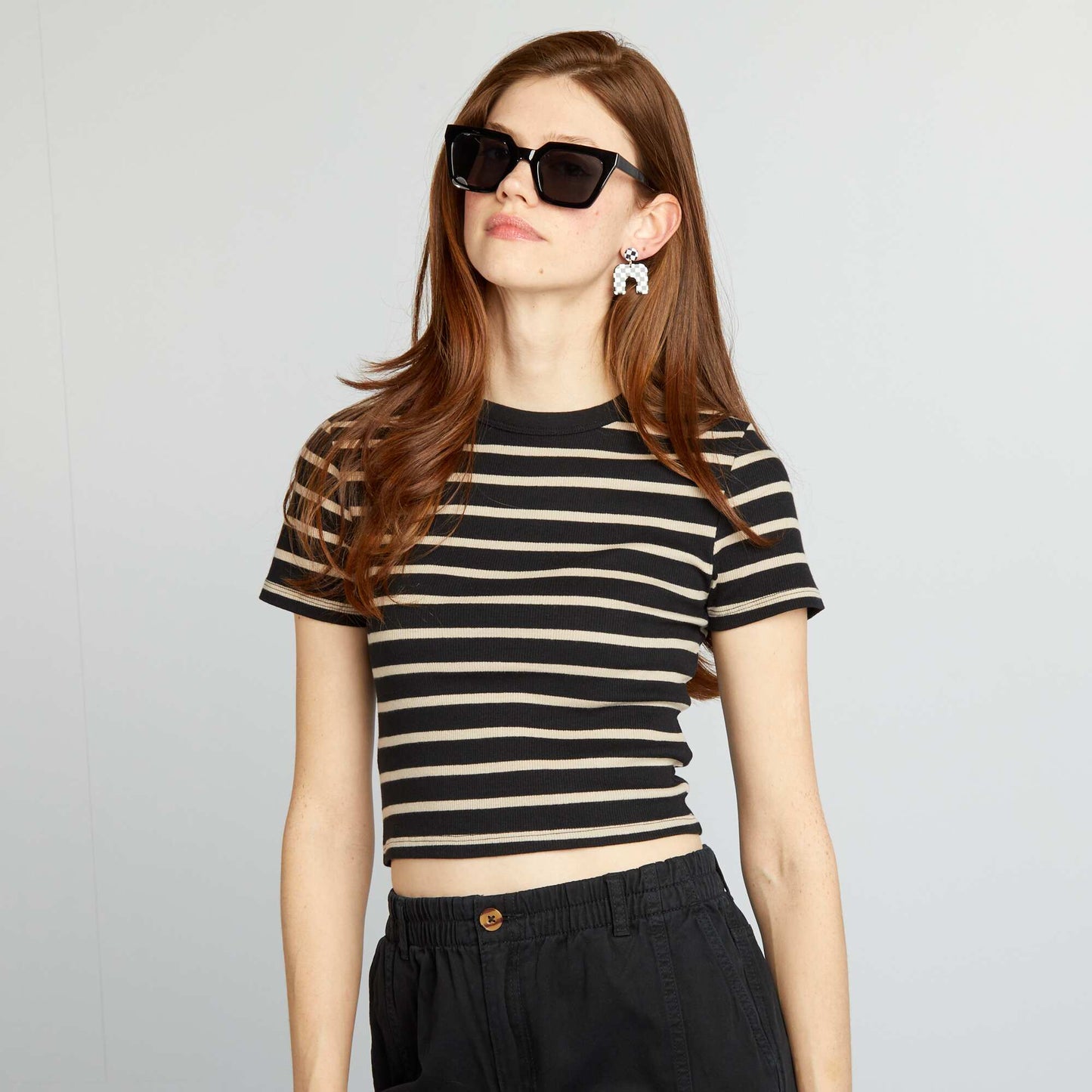 Breton cropped T-shirt BLUE