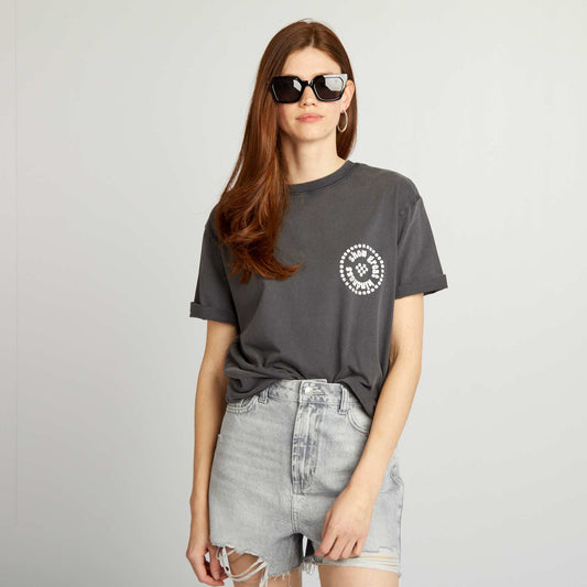 Printed loose-fit T-shirt GREY