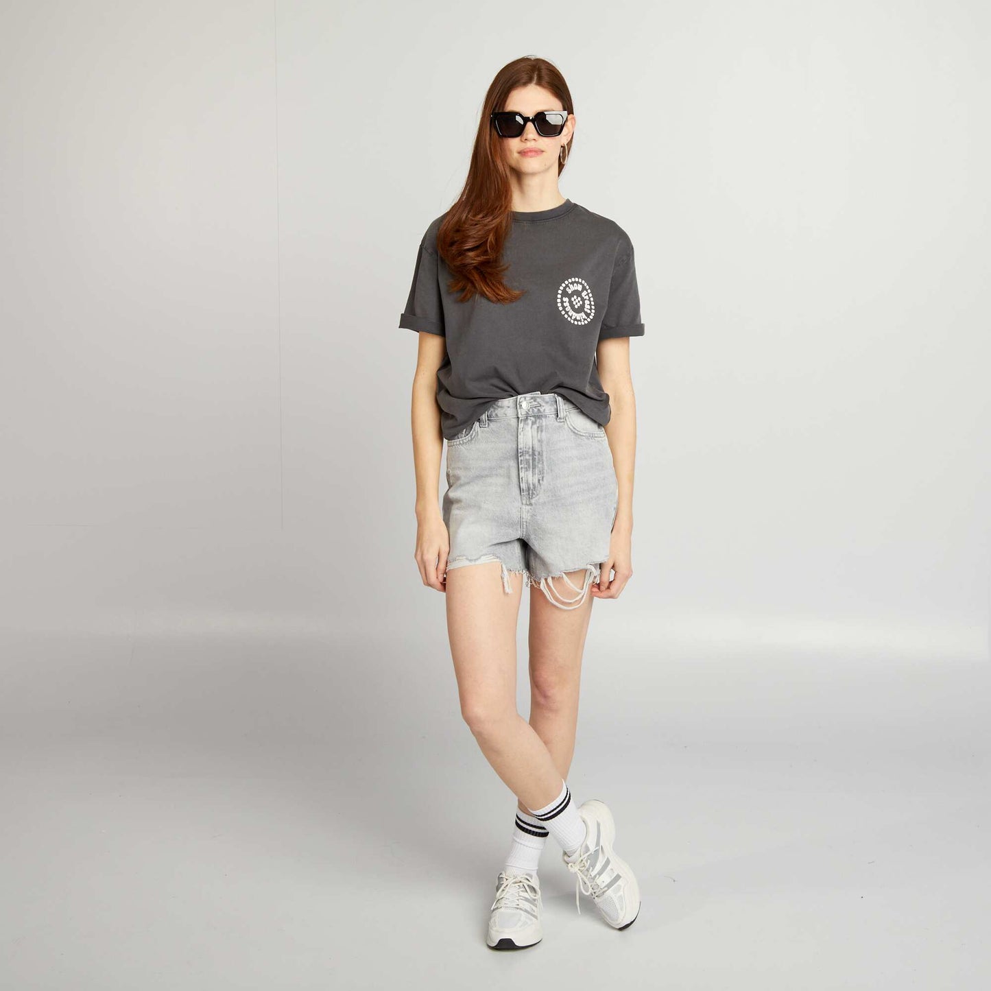 Printed loose-fit T-shirt GREY