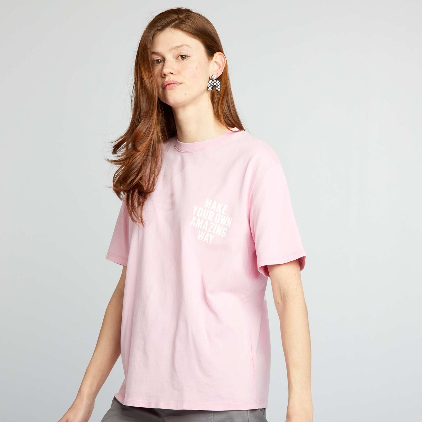 Printed loose-fit T-shirt PINK