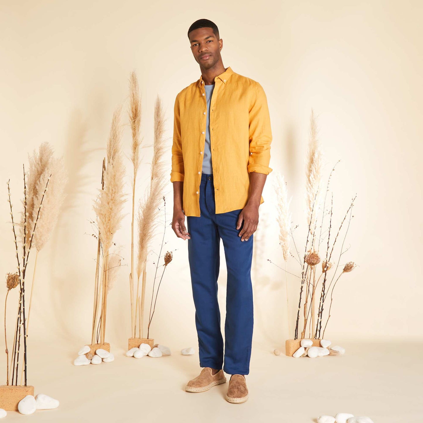 Straight-cut linen shirt YELLOW