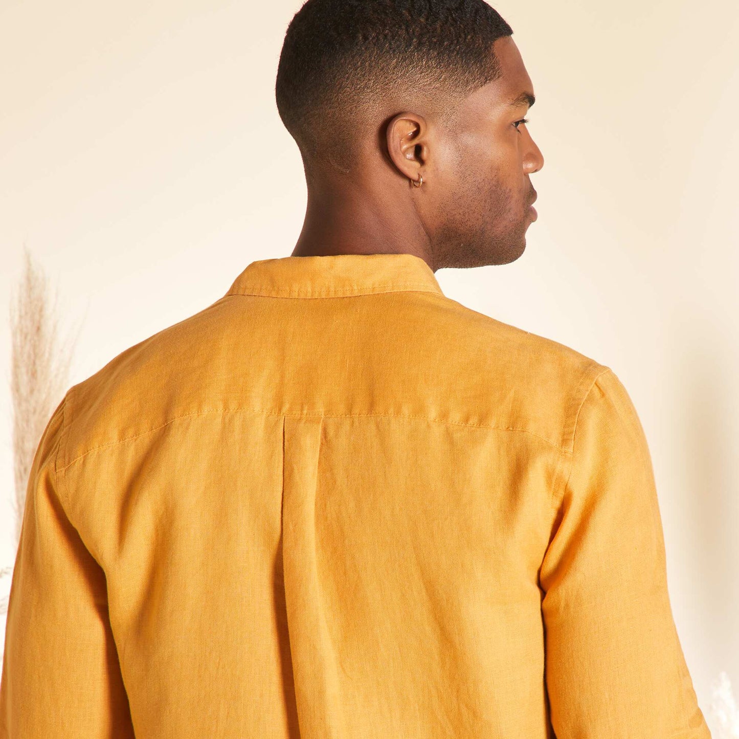 Straight-cut linen shirt YELLOW