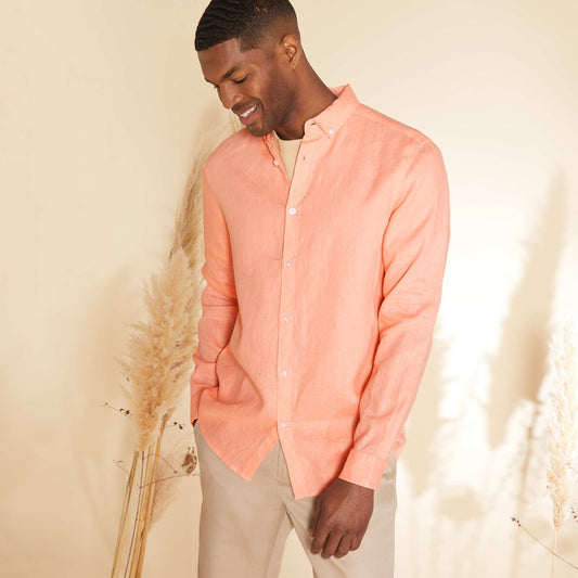 Straight-cut linen shirt PINK