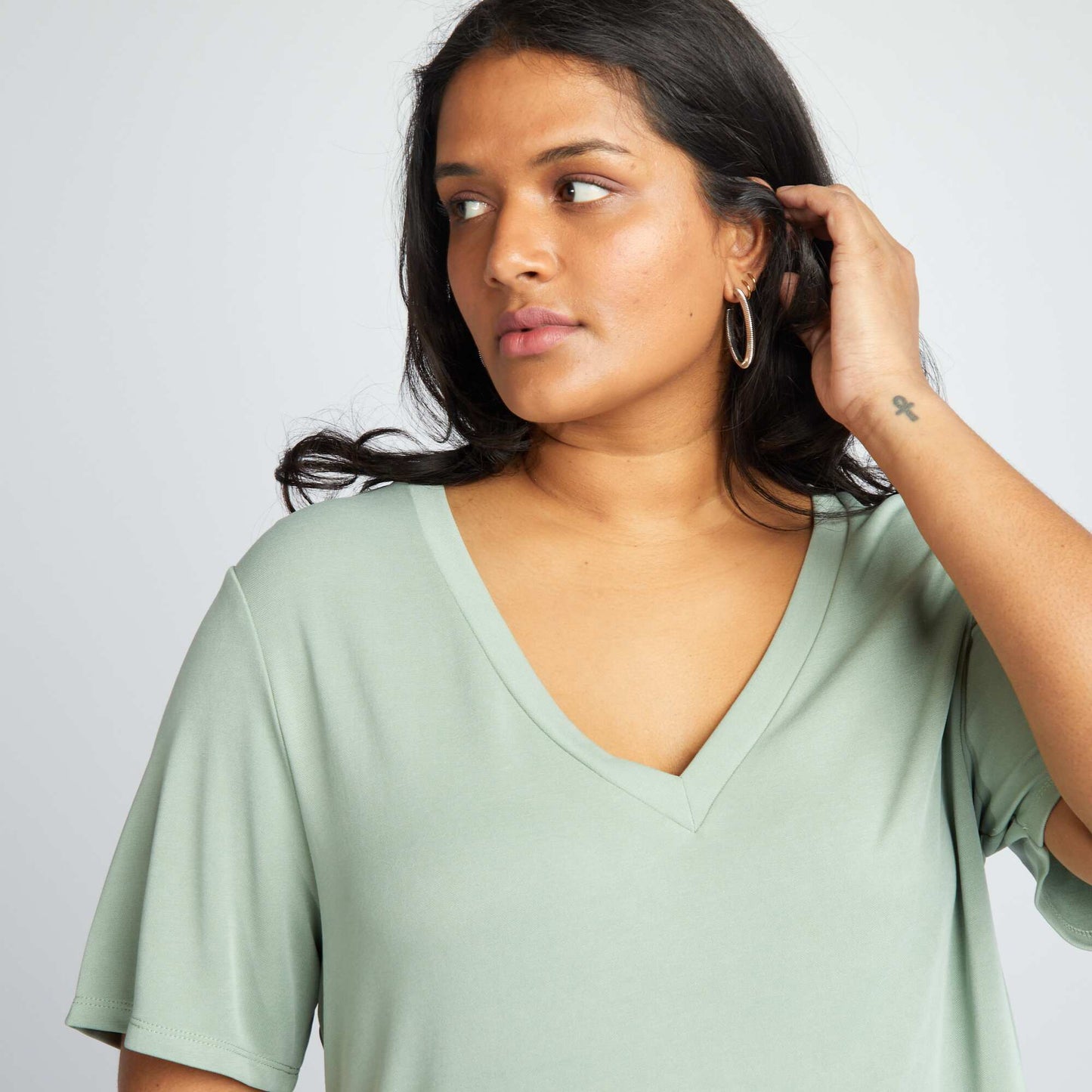 Short-sleeved stretch T-shirt GREEN