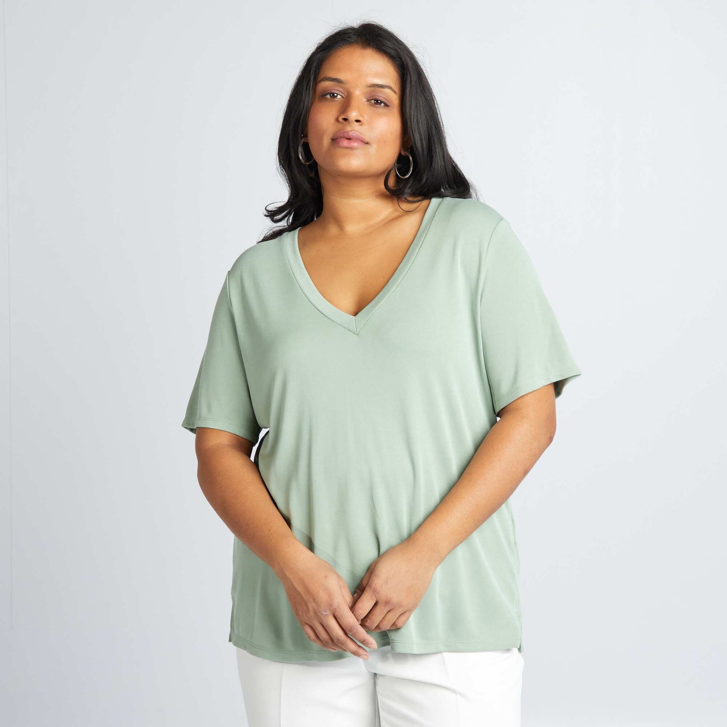 Short-sleeved stretch T-shirt GREEN