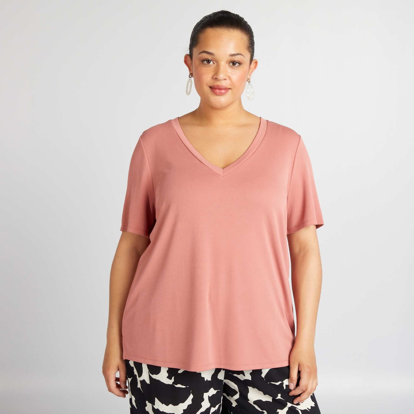 Short-sleeved stretch T-shirt PINK