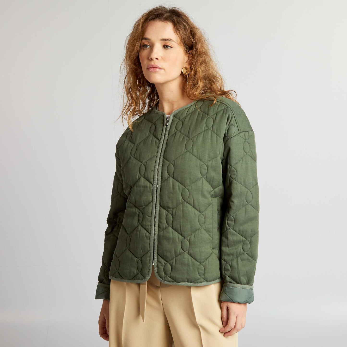 Pretty quilted jacket KHAKI