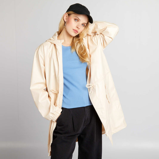 Showerproof loose-fitting jacket BEIGE