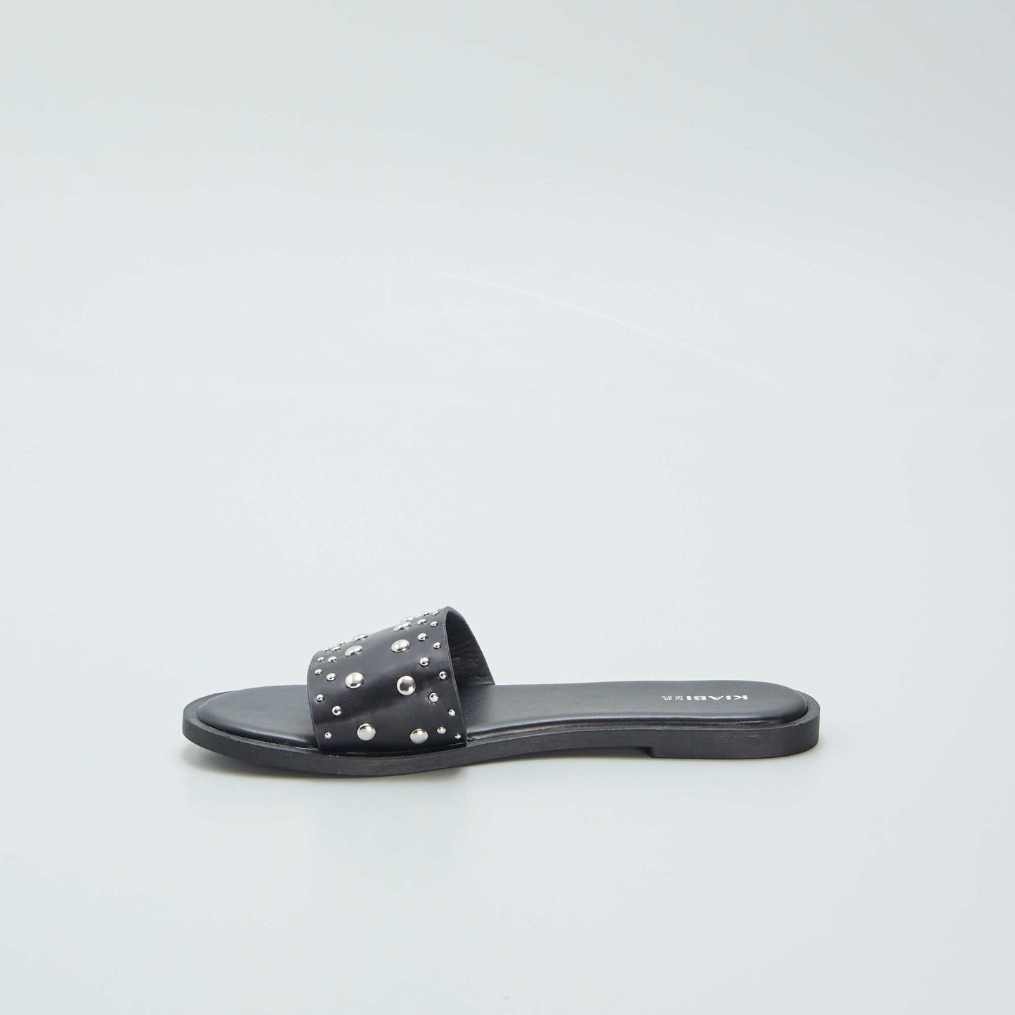 Studded flat mules black