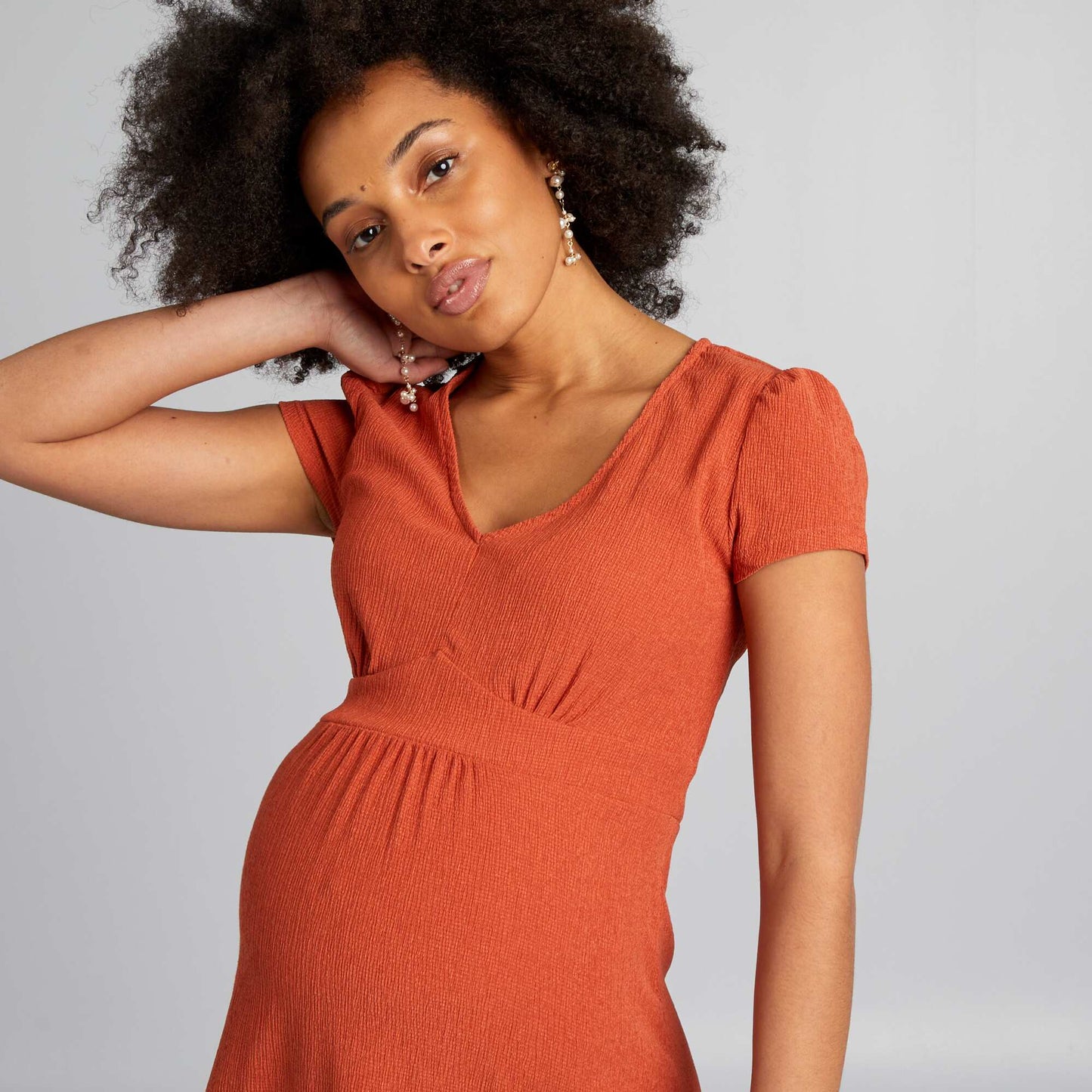 Maternity midi dress BROWN