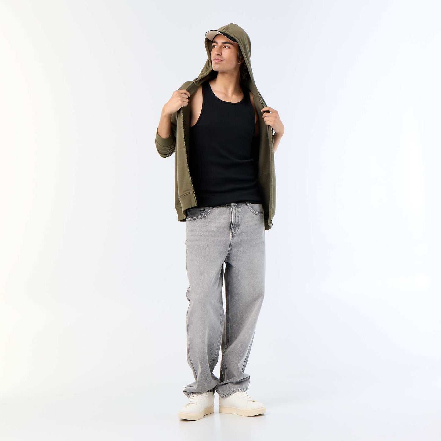 Plain vest top in ribbed knit fabric BLACK