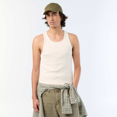 Plain vest top in ribbed knit fabric WHITE