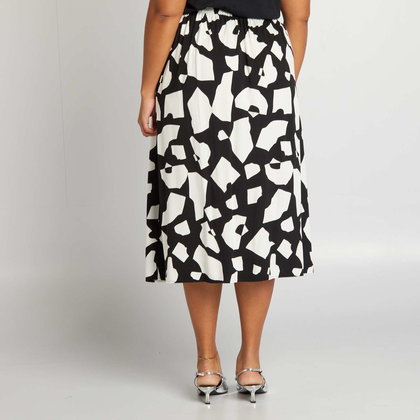 Patterned midi skirt BLACK