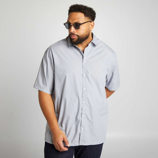 Short-sleeved poplin shirt BLUE