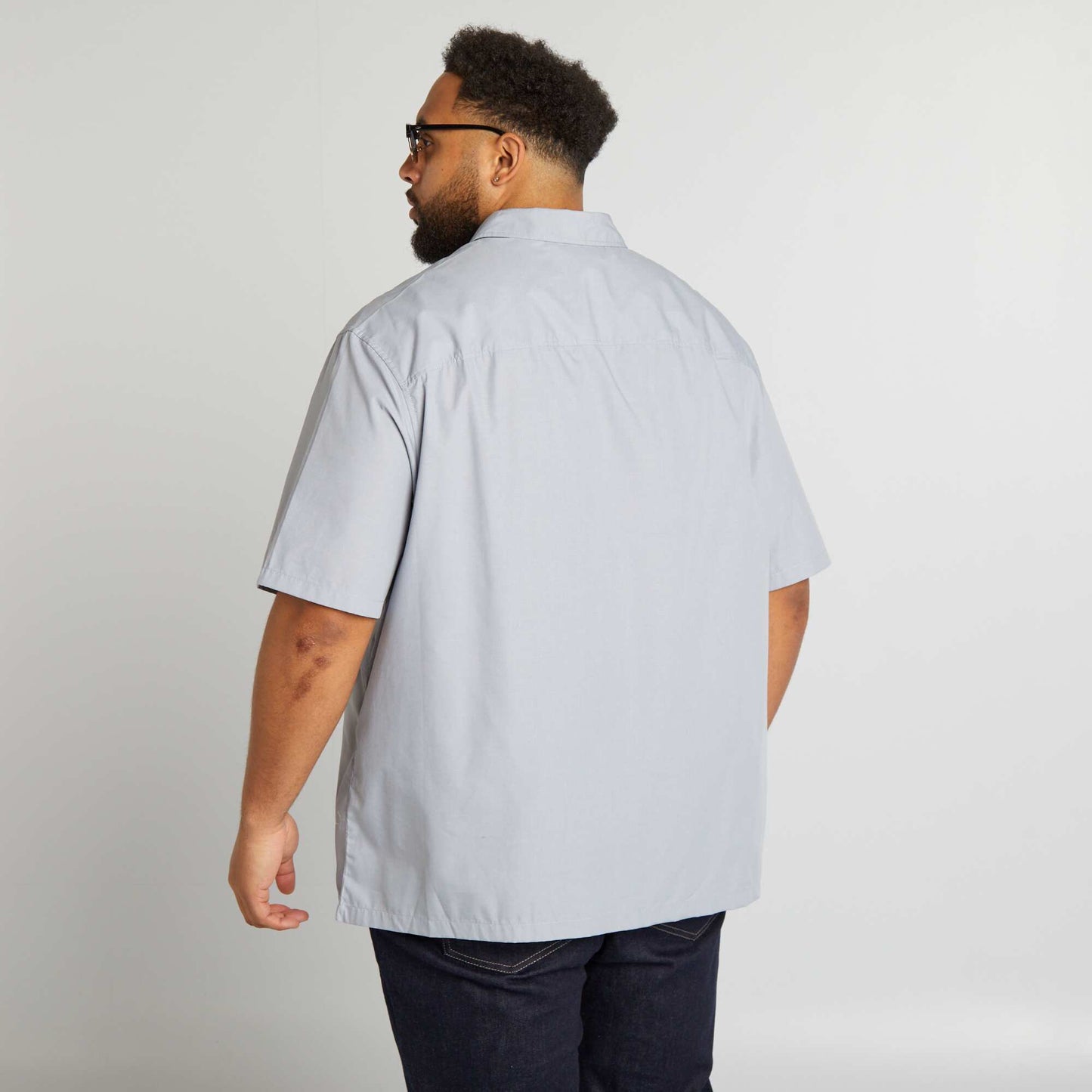 Short-sleeved poplin shirt BLUE