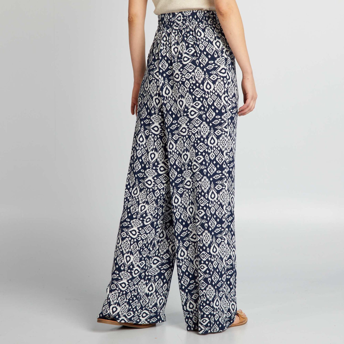 Printed wide-leg trousers BLUE