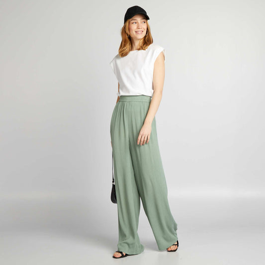 Printed wide-leg trousers GREEN