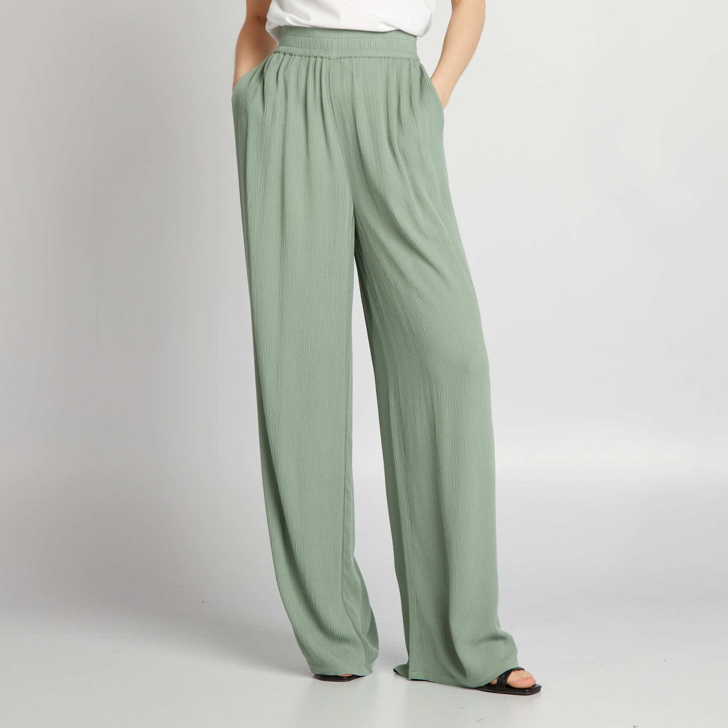 Printed wide-leg trousers GREEN