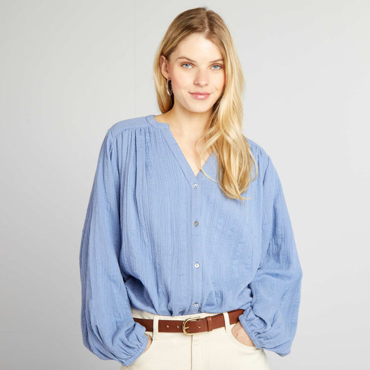 Cotton gauze blouse BLUE