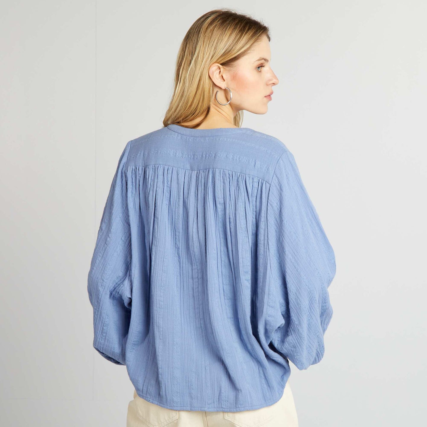 Cotton gauze blouse BLUE