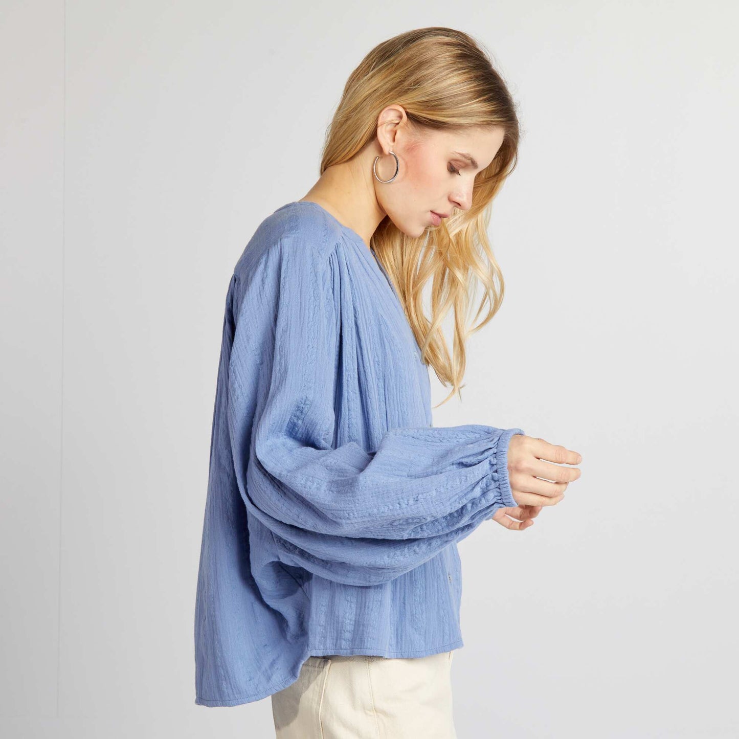 Cotton gauze blouse BLUE