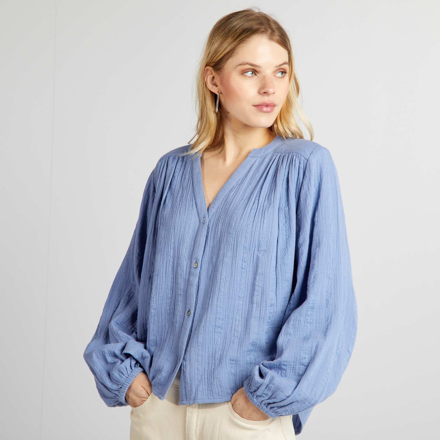 Cotton gauze blouse BLUE