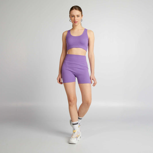 Ribbed knit sports bra PURPLE