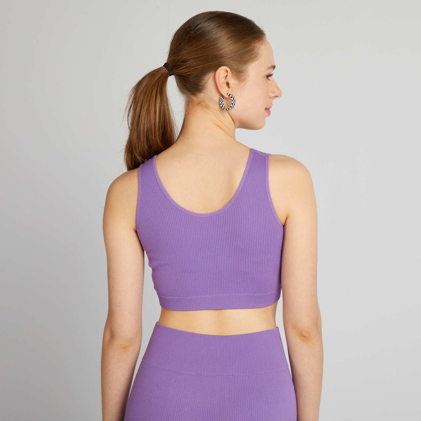 Ribbed knit sports bra PURPLE