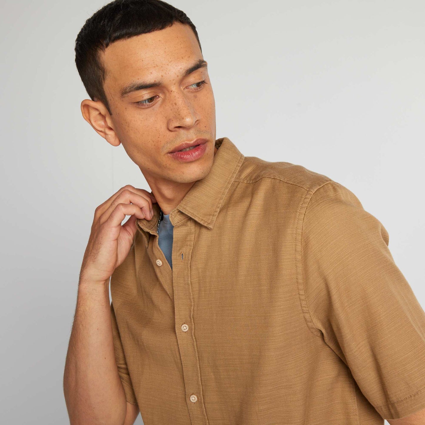 Plain short-sleeved shirt BEIGE