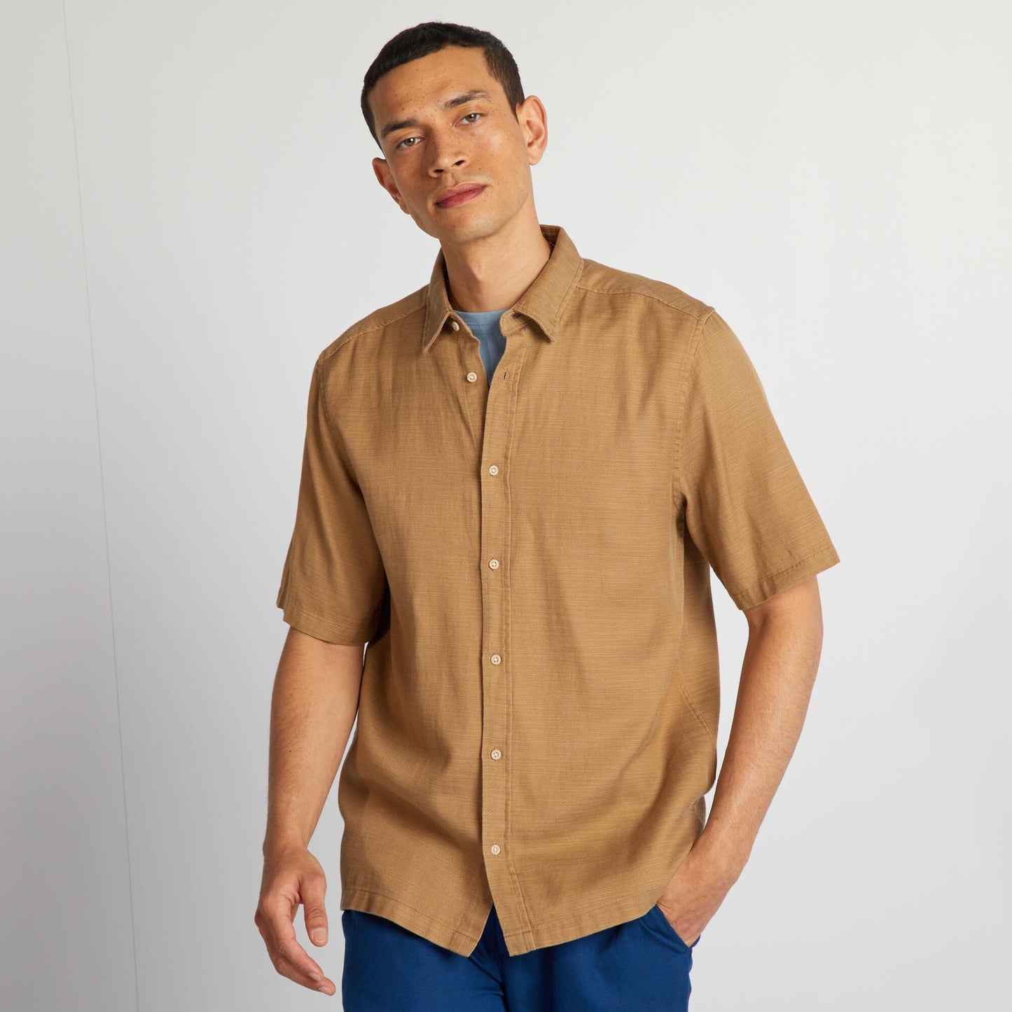 Plain short-sleeved shirt BEIGE