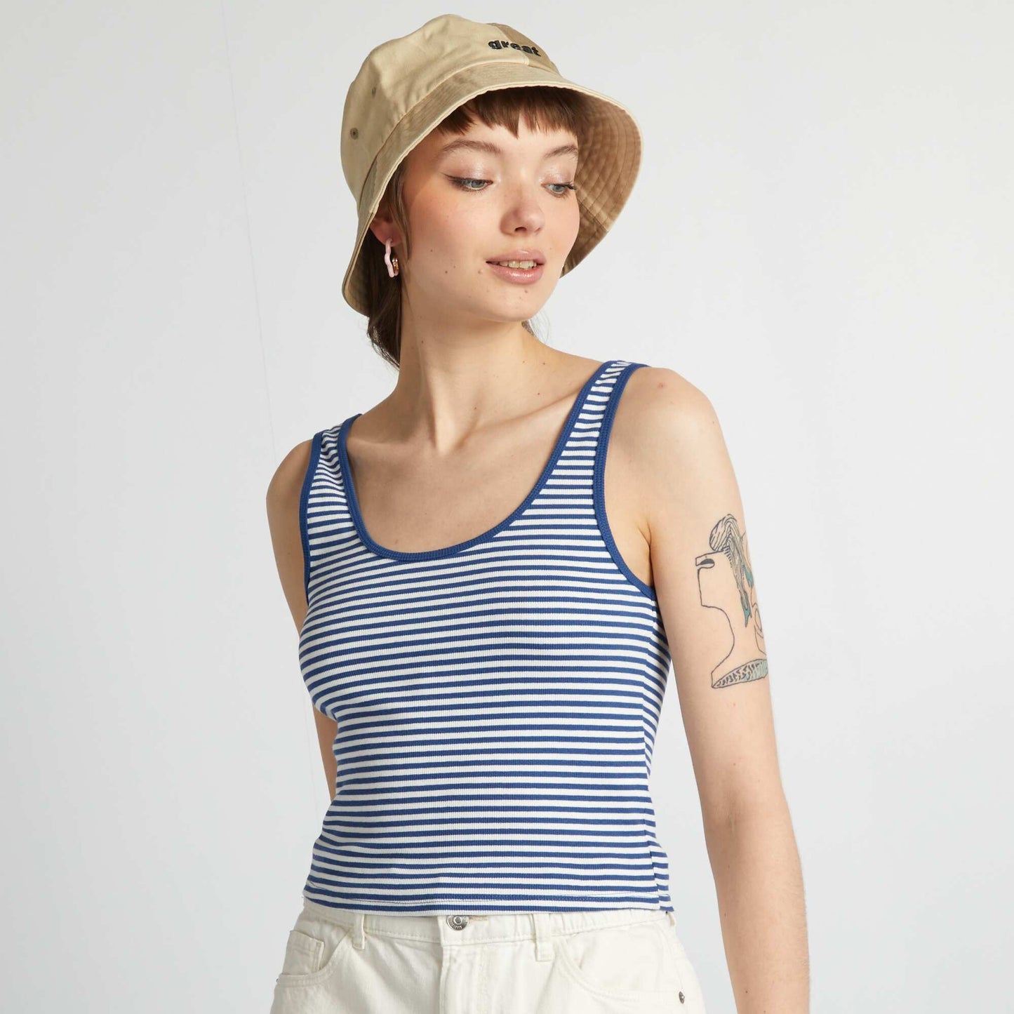 Cropped vest top BLUE