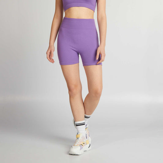 Ribbed knit cycling shorts PURPLE