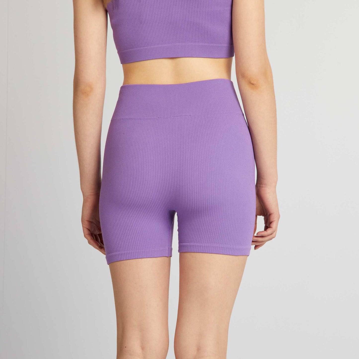 Ribbed knit cycling shorts PURPLE