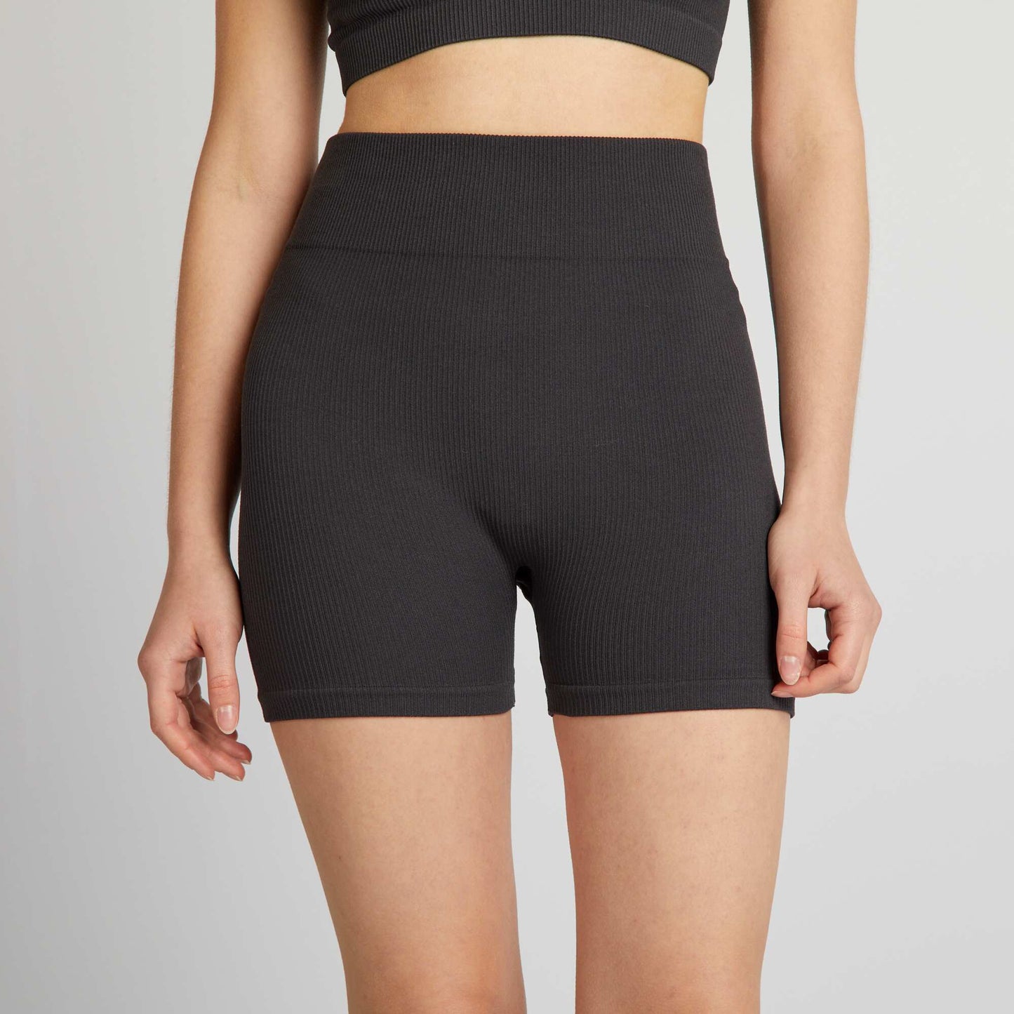 Ribbed knit cycling shorts BLACK