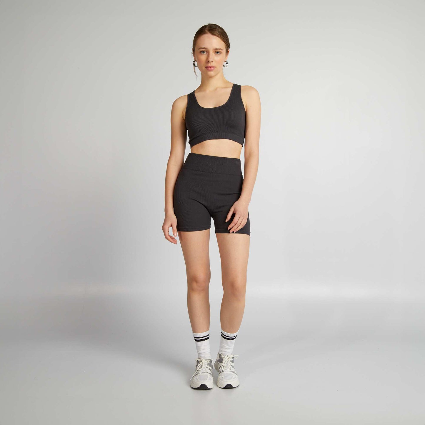 Ribbed knit cycling shorts BLACK