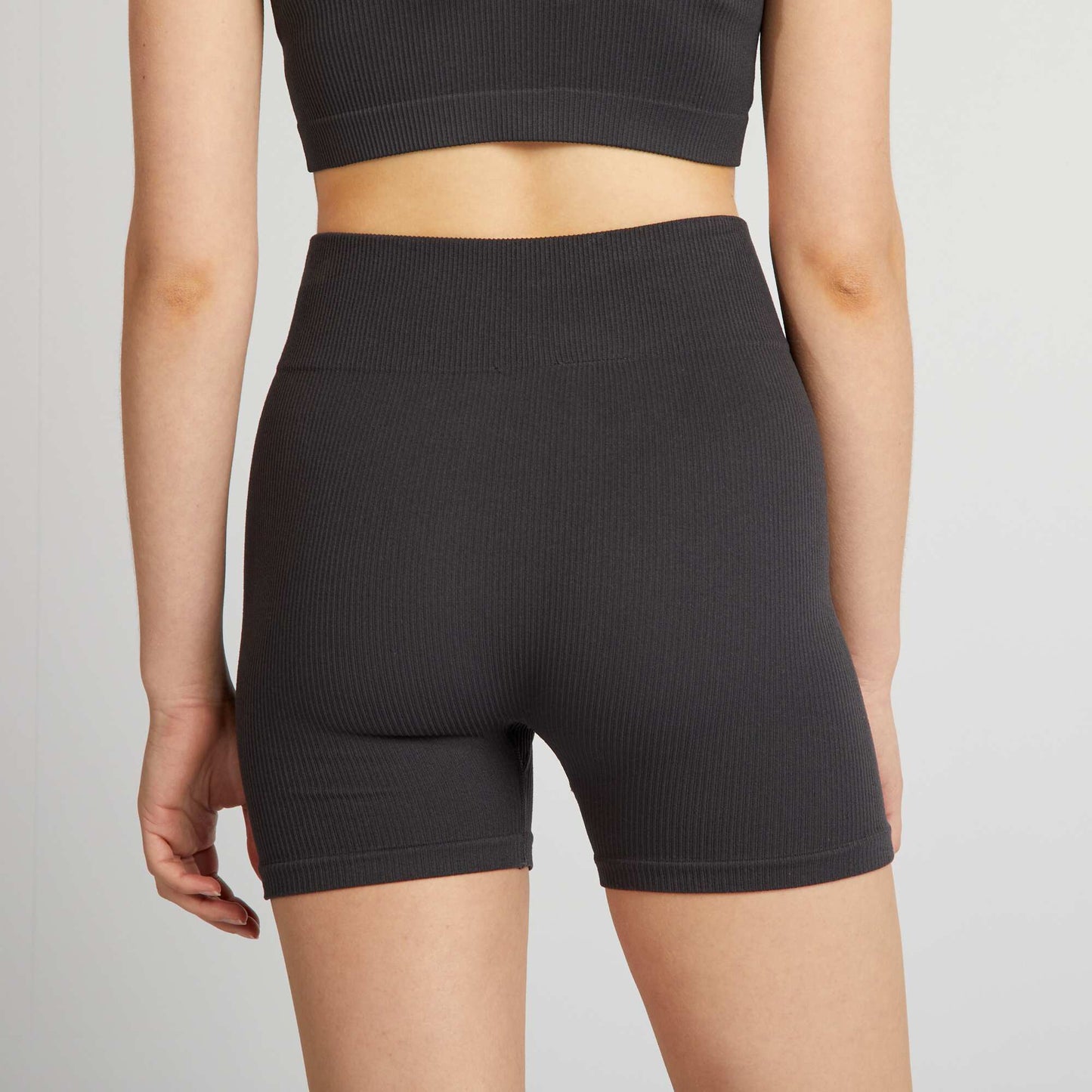 Ribbed knit cycling shorts BLACK