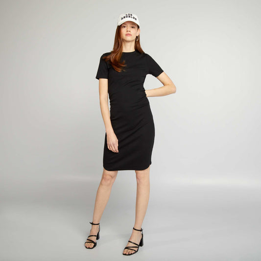 Ribbed jersey dress black