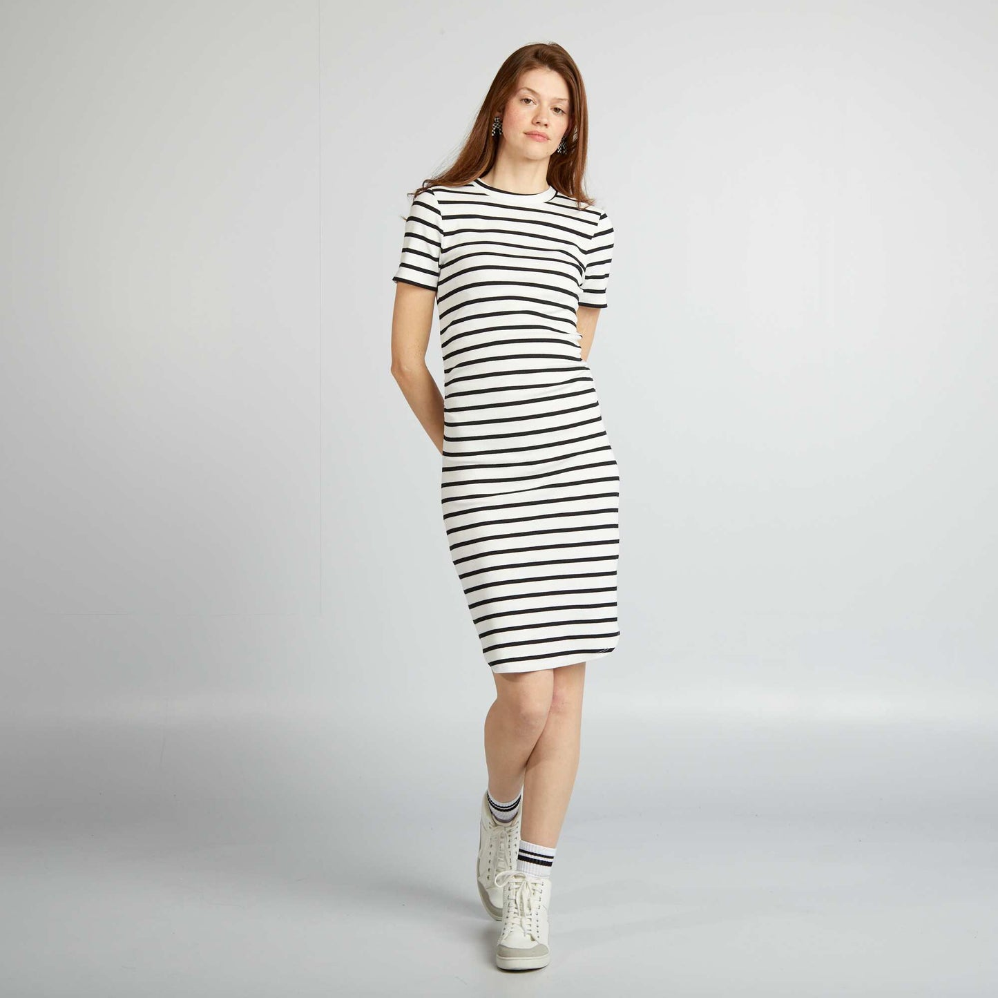 Ribbed jersey dress WHITE