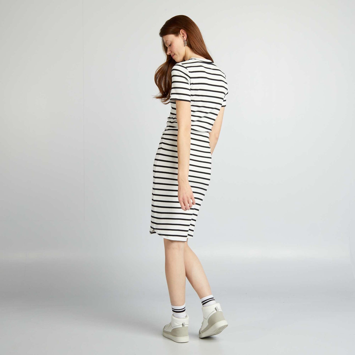 Ribbed jersey dress WHITE