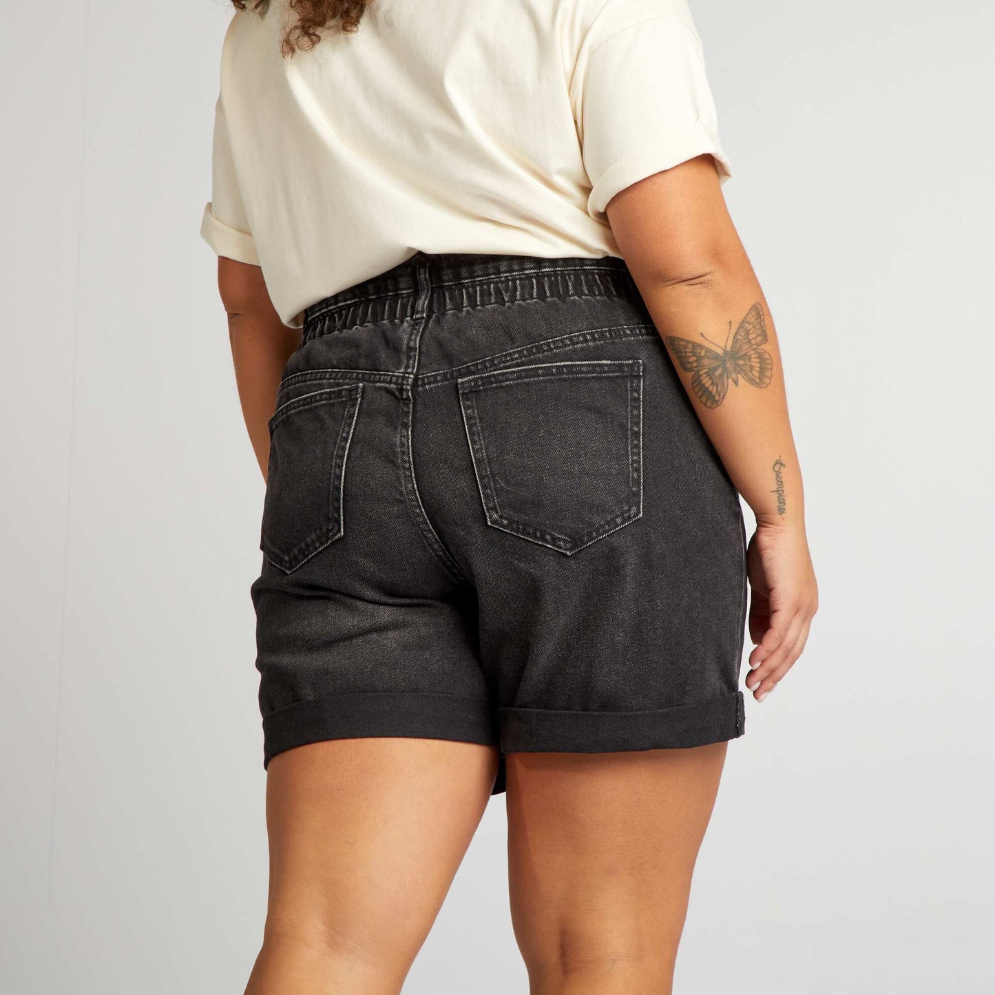 Mom jeans with elasticated waist GREY