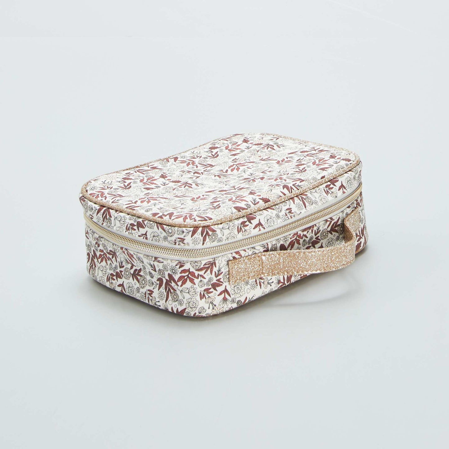 Floral print vanity case BROWN