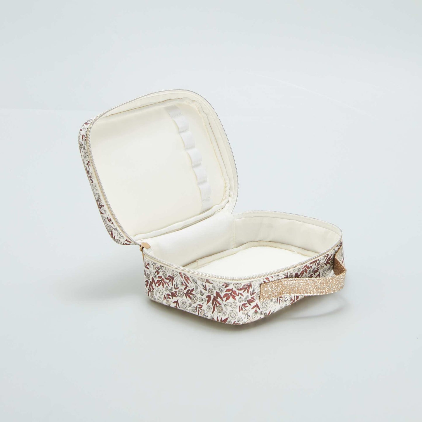 Floral print vanity case BROWN