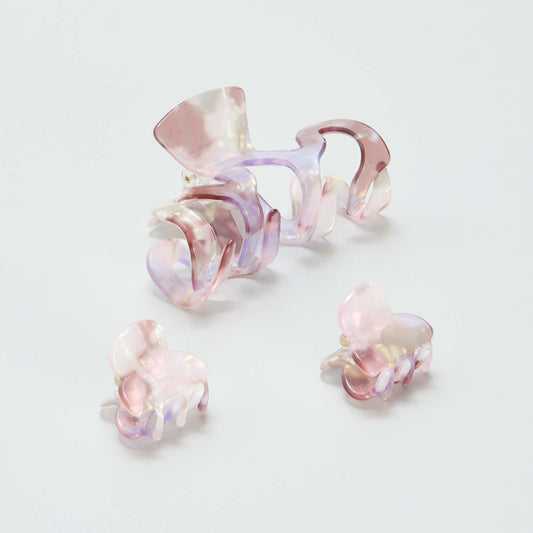 Pack of claw hair clips - 3-piece set PINK