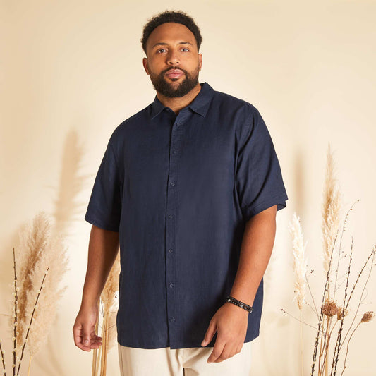 Linen short-sleeved shirt BLACK