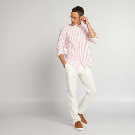 Slim-fit linen-blend chinos WHITE