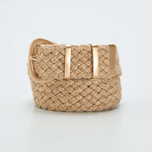 Jute belt with metallic thread BEIGE