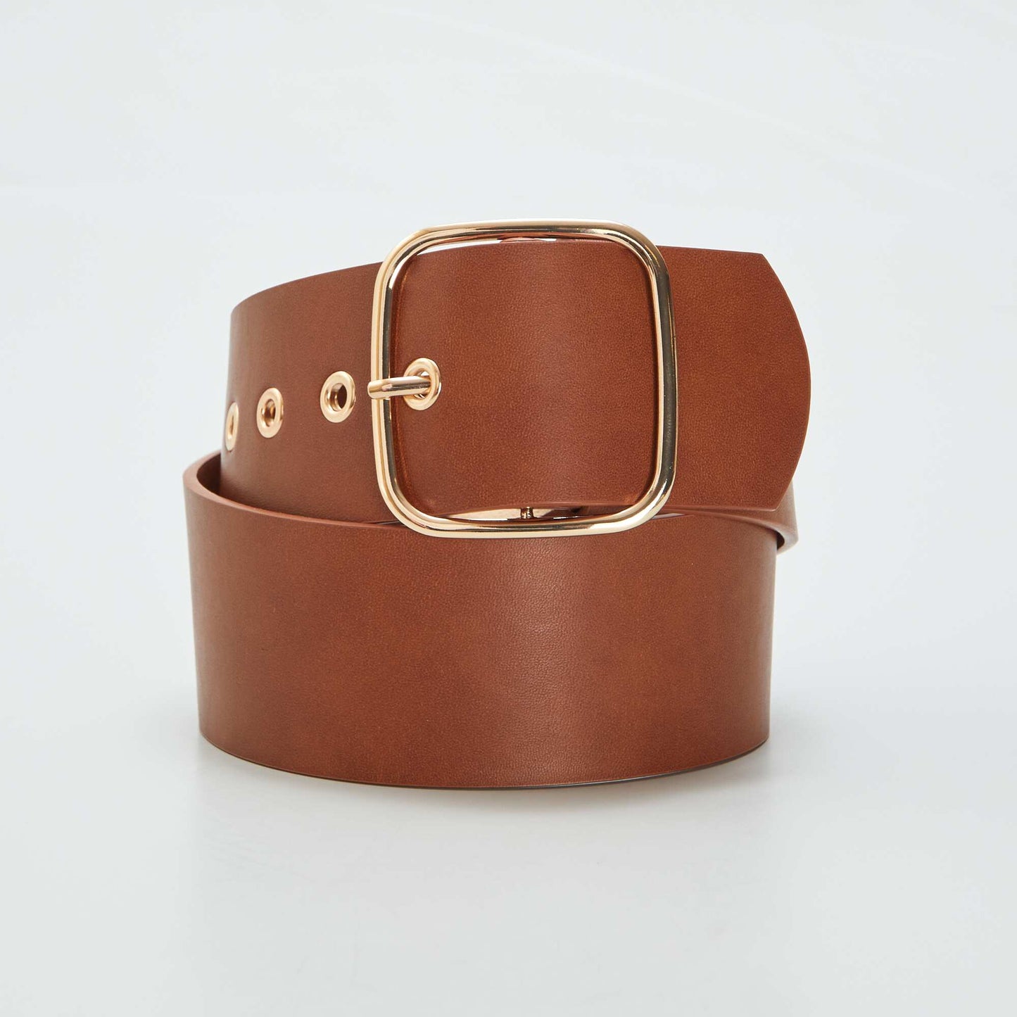 Wide belt with square buckle BROWN