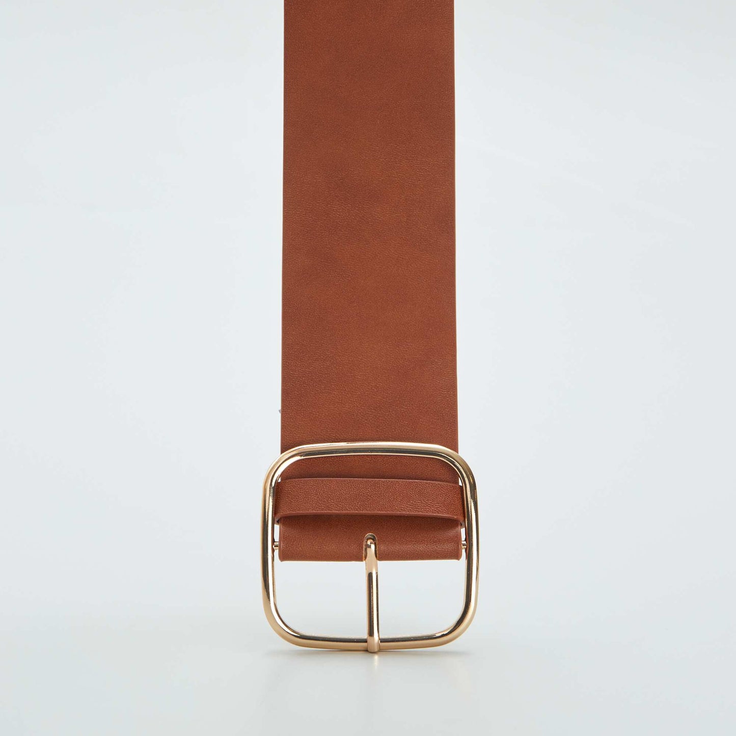 Wide belt with square buckle BROWN