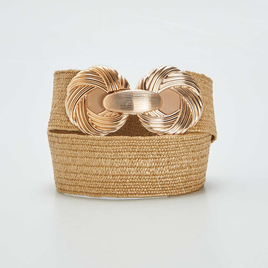 Straw belt with fancy buckle BEIGE