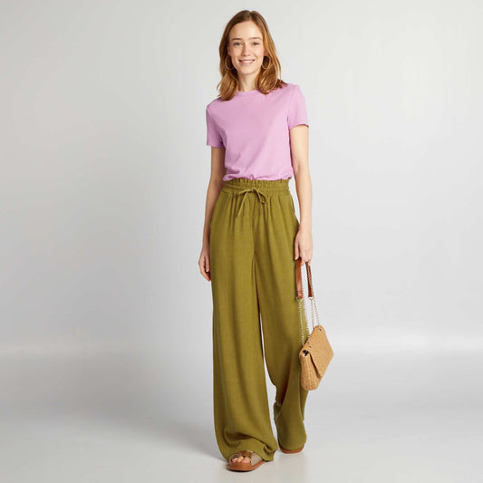 Wide-leg linen trousers RED